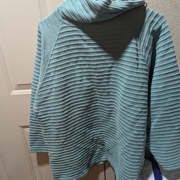 Blue Cowl Neck Sweater with Nautical Stripes - Picture 1 of 2